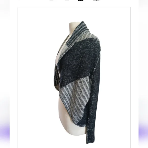CAbi Black and Gray Open Front Cardigan - Picture 5 of 10